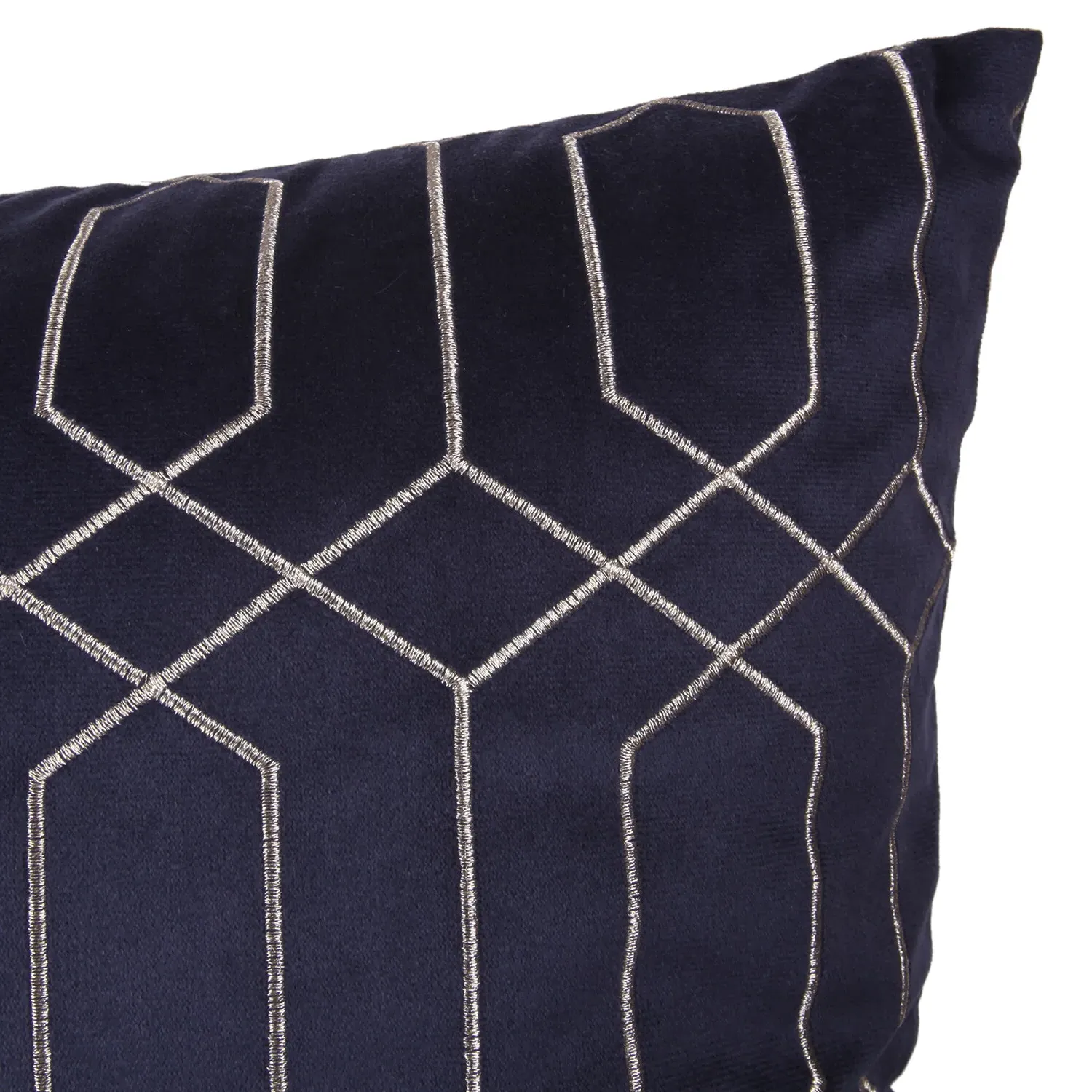 Hampton Geometric Embroidered Cushion - Navy