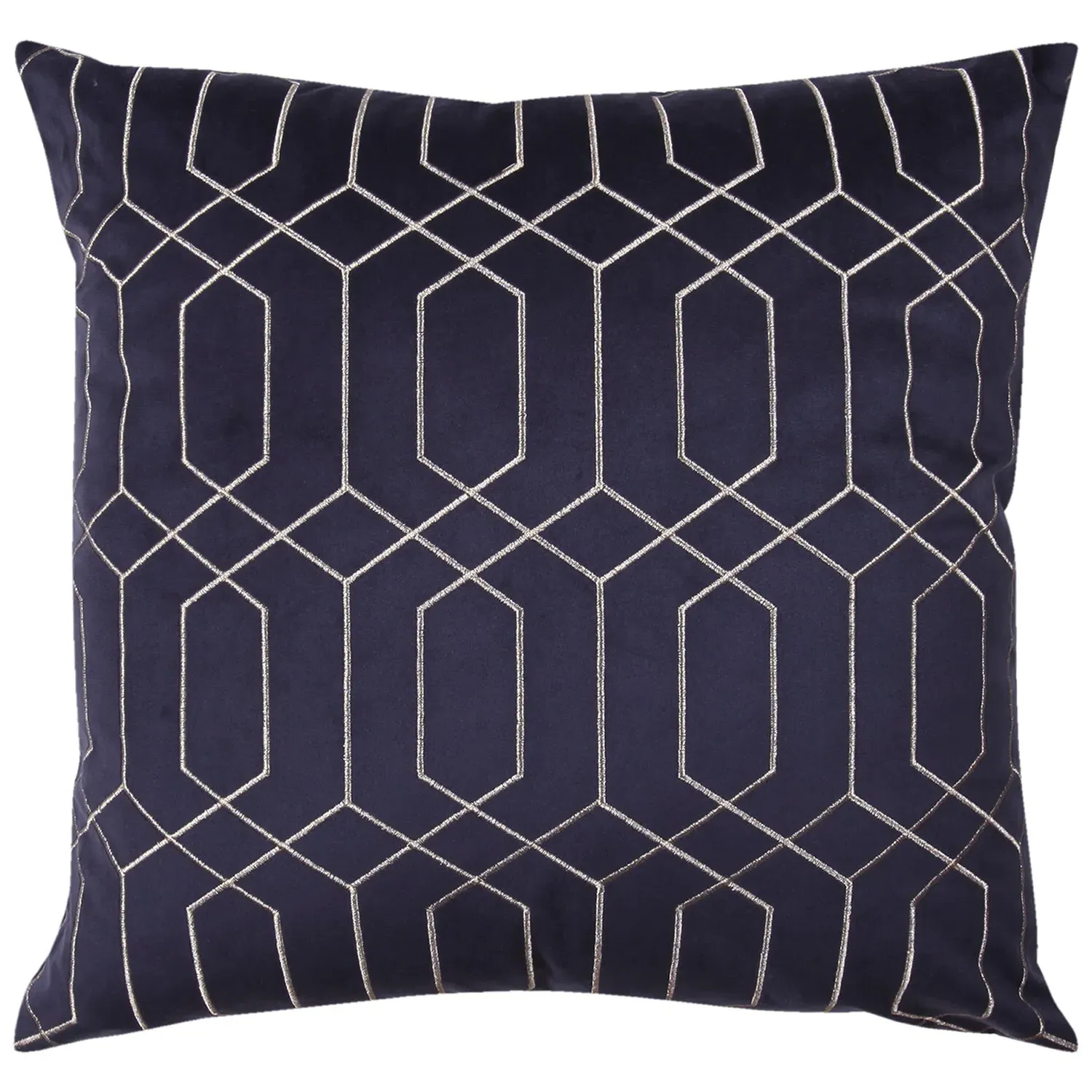 Hampton Geometric Embroidered Cushion - Navy image