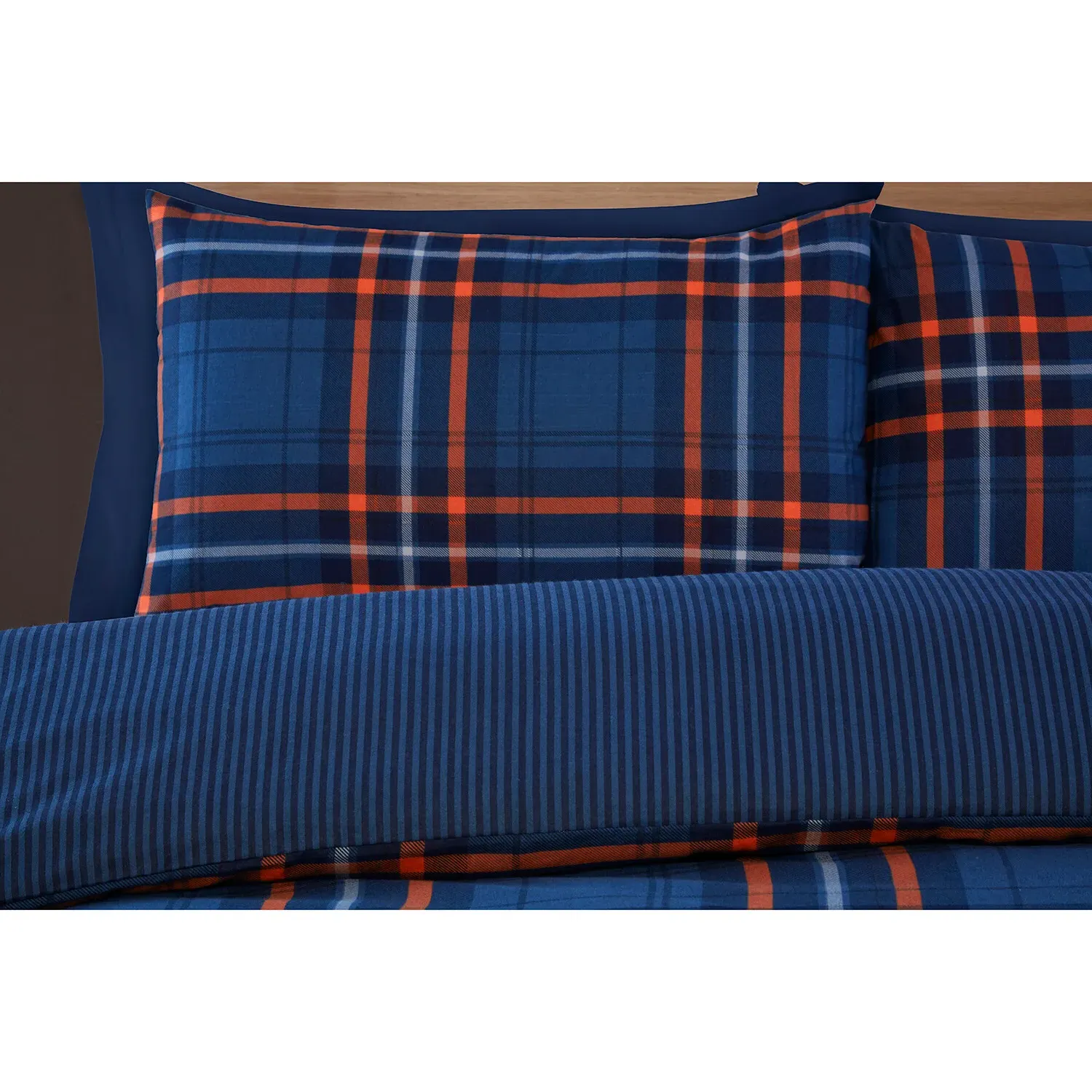 Harrison Check King Duvet Cover Set - Navy, Cotton