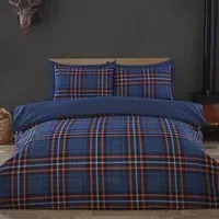 Harrison Check King Duvet Cover Set - Navy, Cotton