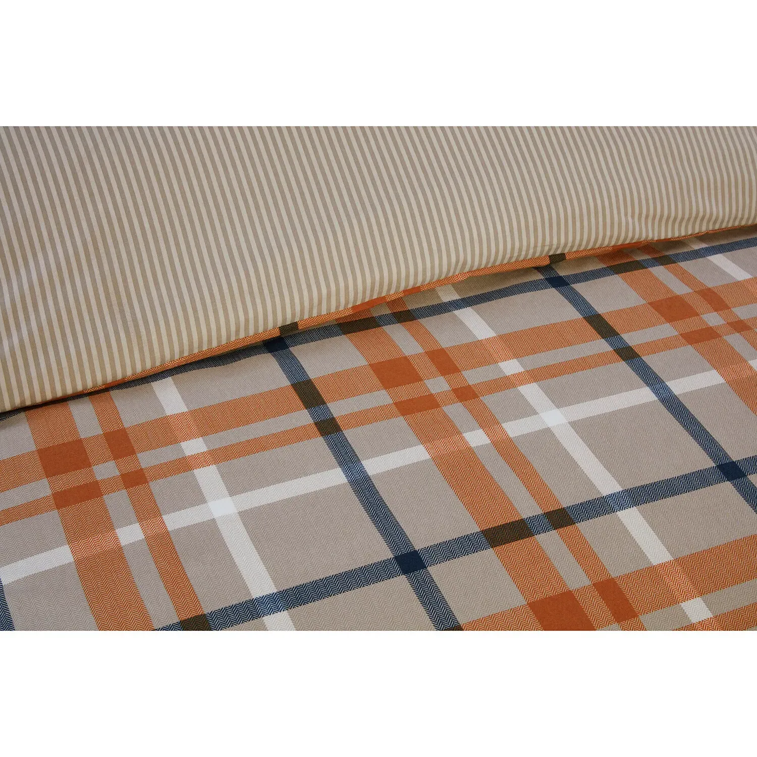 Harrison Check King Duvet Cover Set - Rust, Cotton