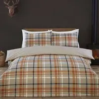 Harrison Check King Duvet Cover Set - Rust, Cotton