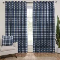 Hatfield Check Blackout Curtain - Navy