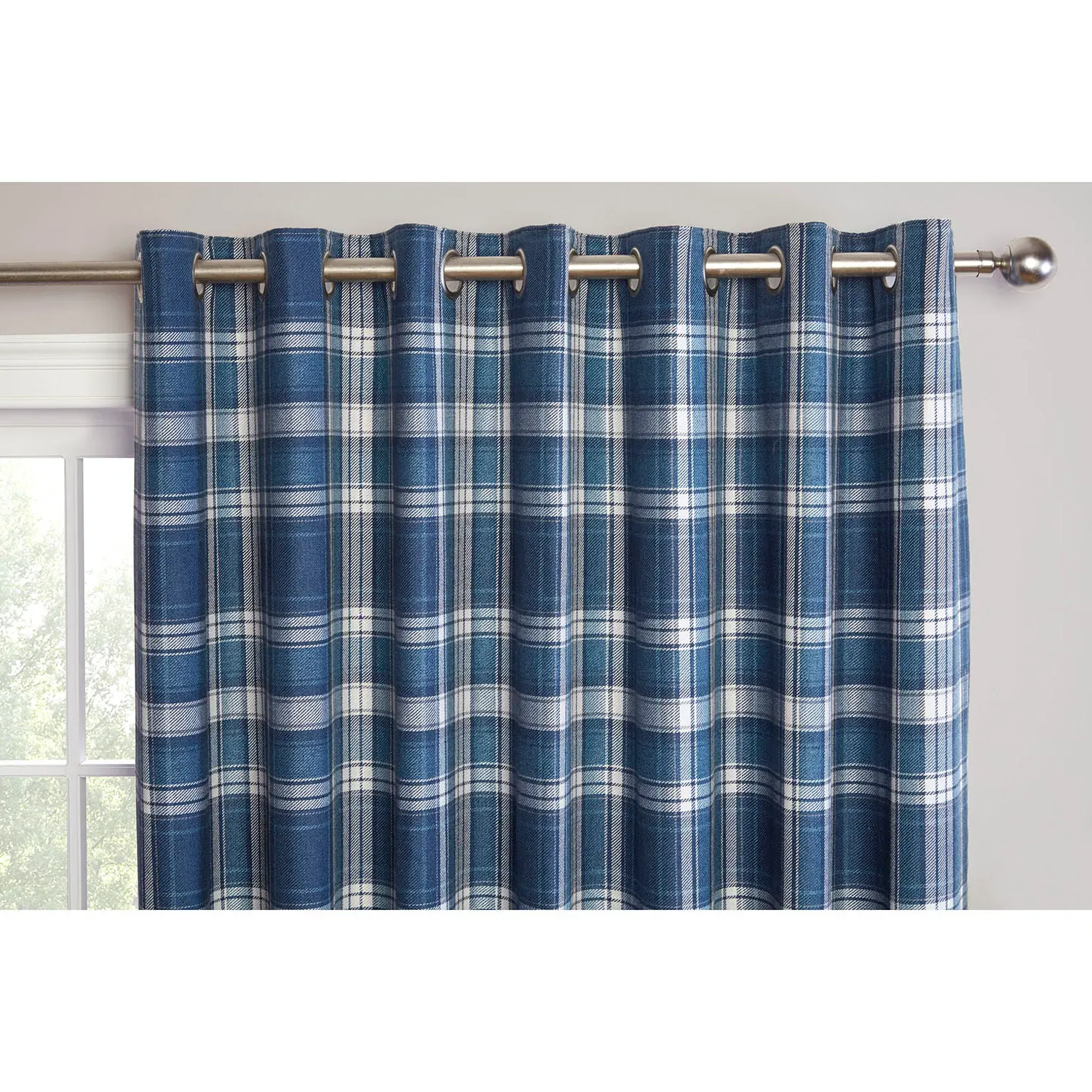 Hatfield Check Blackout Curtain - Navy