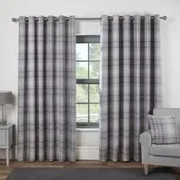 Hatfield Check Blackout Curtains with Eyelets - Grey
