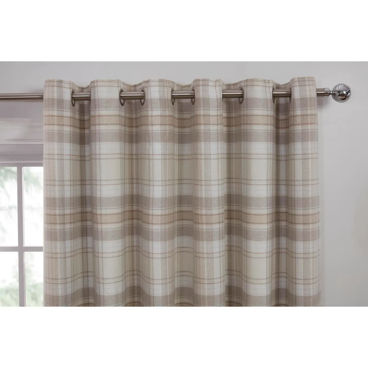 Hatfield Check Blackout Curtains with Eyelets - Natural