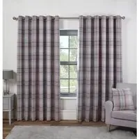 Hatfield Check Blackout Eyelet Curtains - Blush