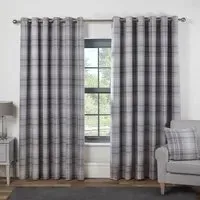 Hatfield Check Blackout Eyelet Curtains - Grey