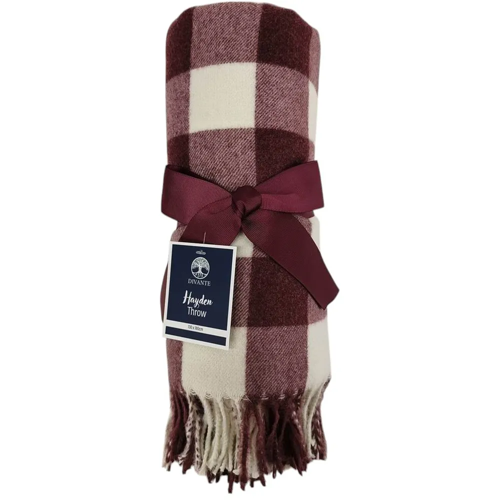 Hayden Check Throw - Burgundy