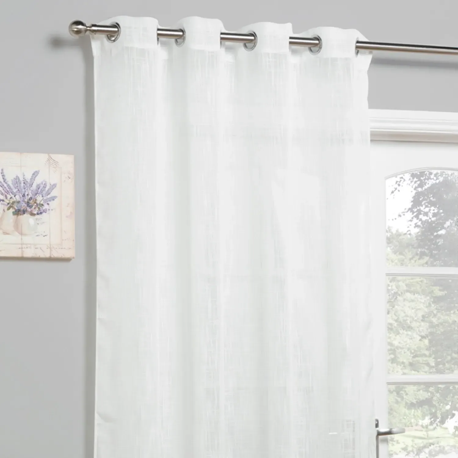 Heavy Slub Single Panel Curtain - White image