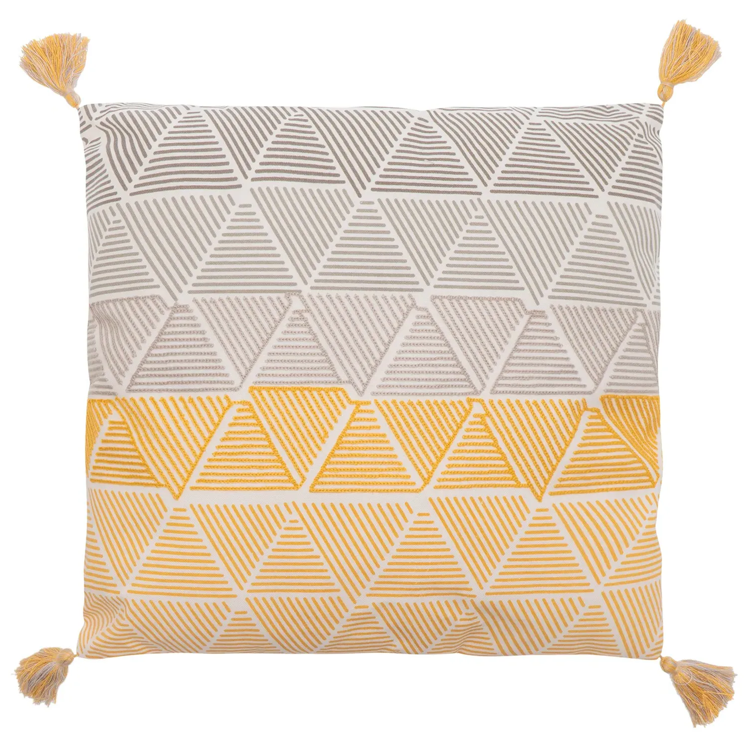 Helsinki Geo Embroidered Cushion - Ochre