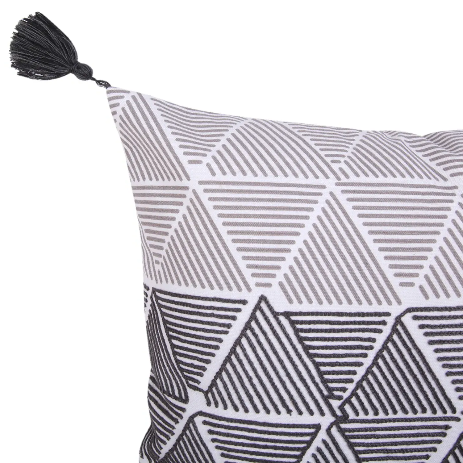 Helsinki Monochrome Geo Embroidered Cushion - Grey
