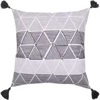 Helsinki Monochrome Geo Embroidered Cushion - Grey