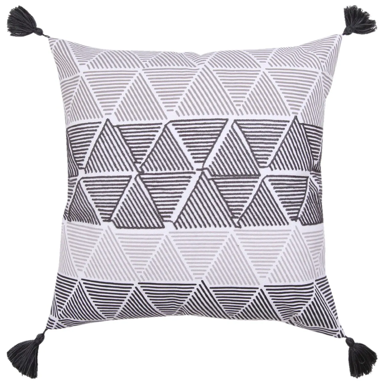 Helsinki Monochrome Geo Embroidered Cushion - Grey