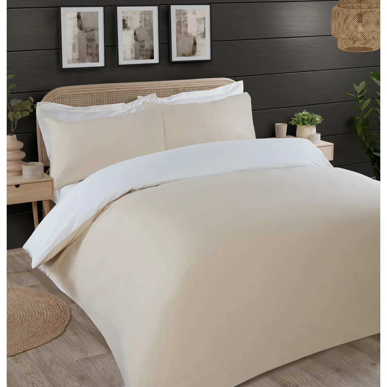 Hendon King Size Duvet Set - Natural, Chambray