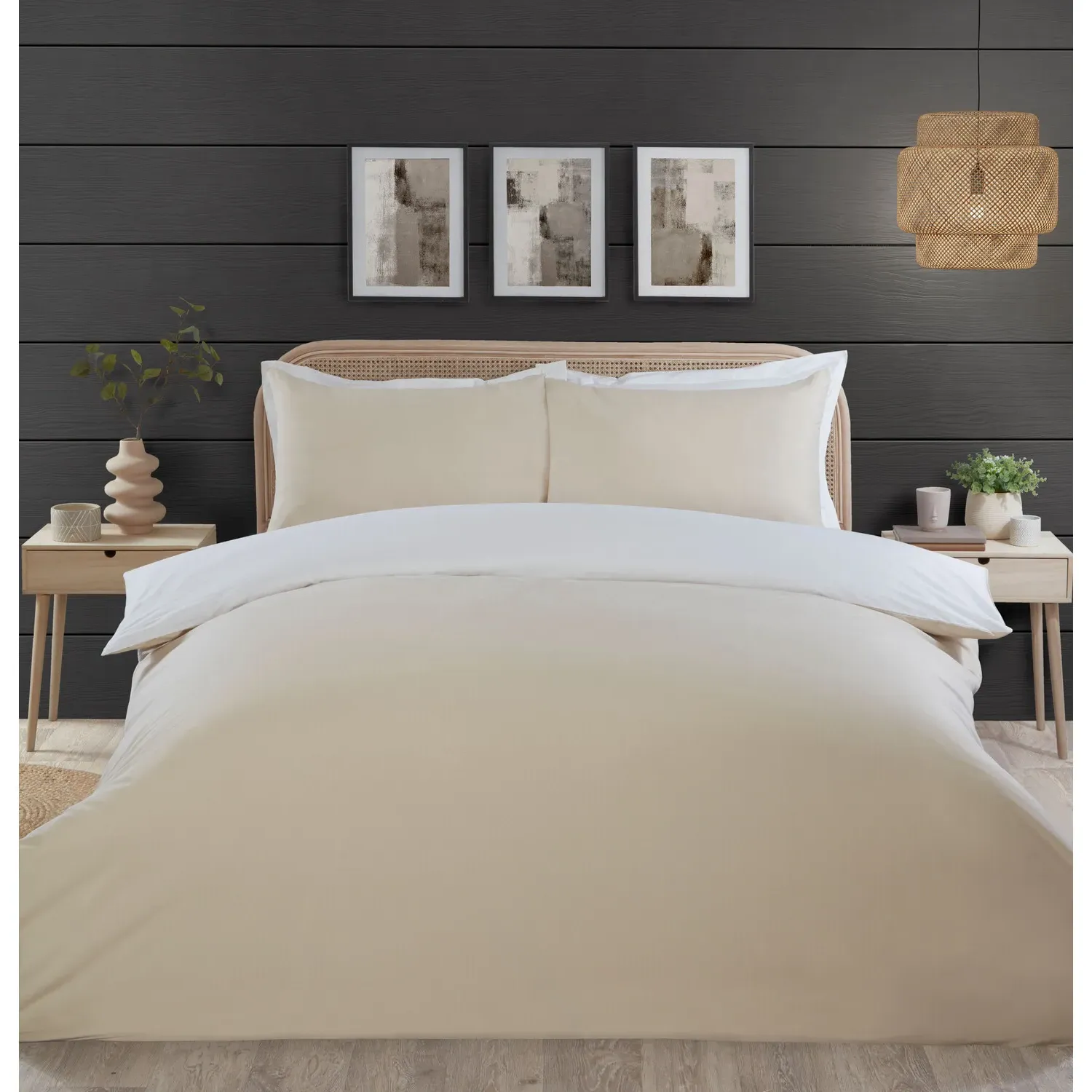 Hendon King Size Duvet Set - Natural, Chambray