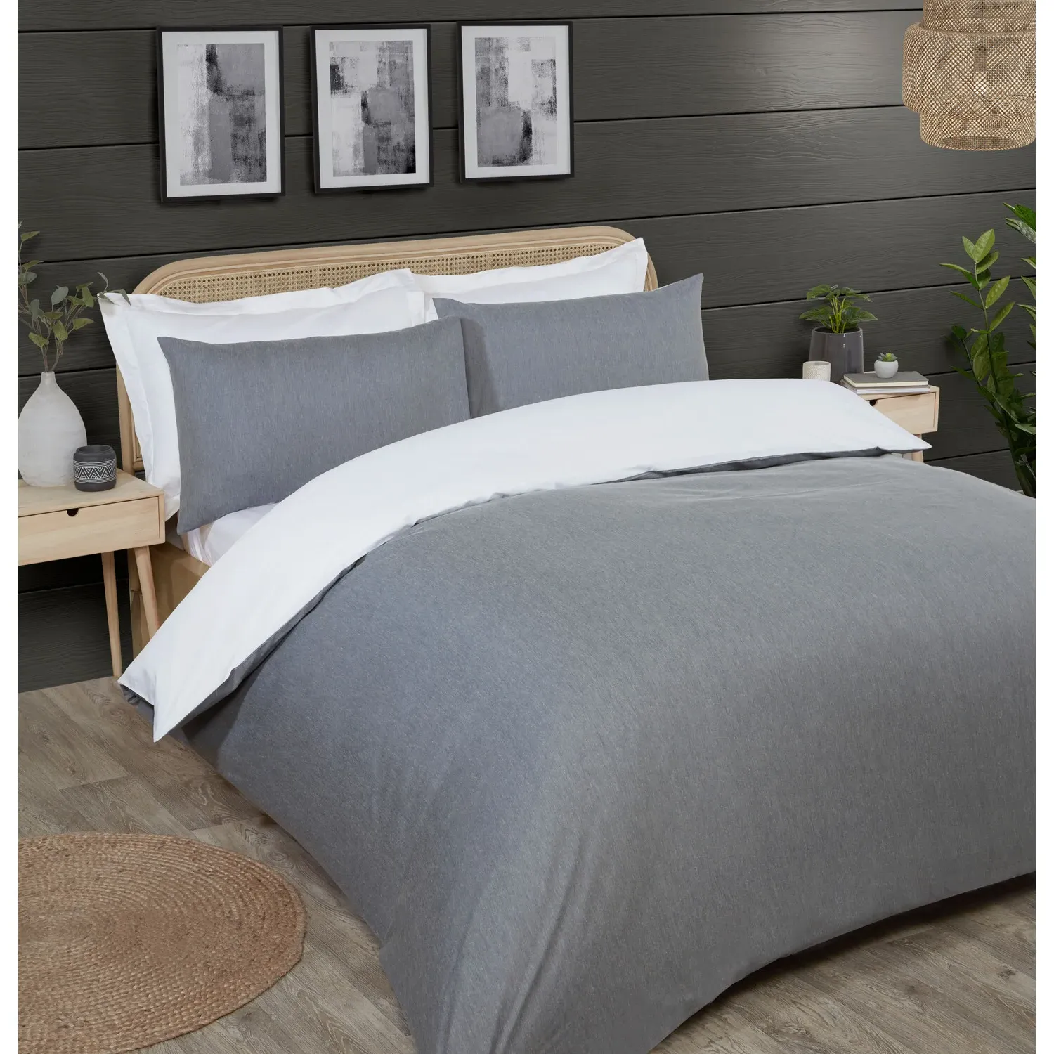 Hendon Single Duvet Set - Grey, Chambray
