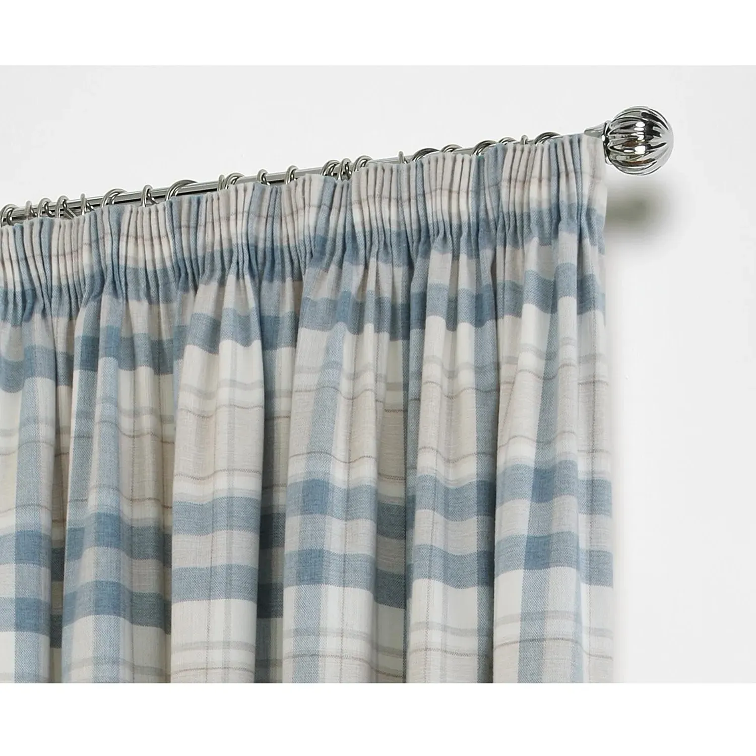 Highbury Check Curtains - Blue, Cotton