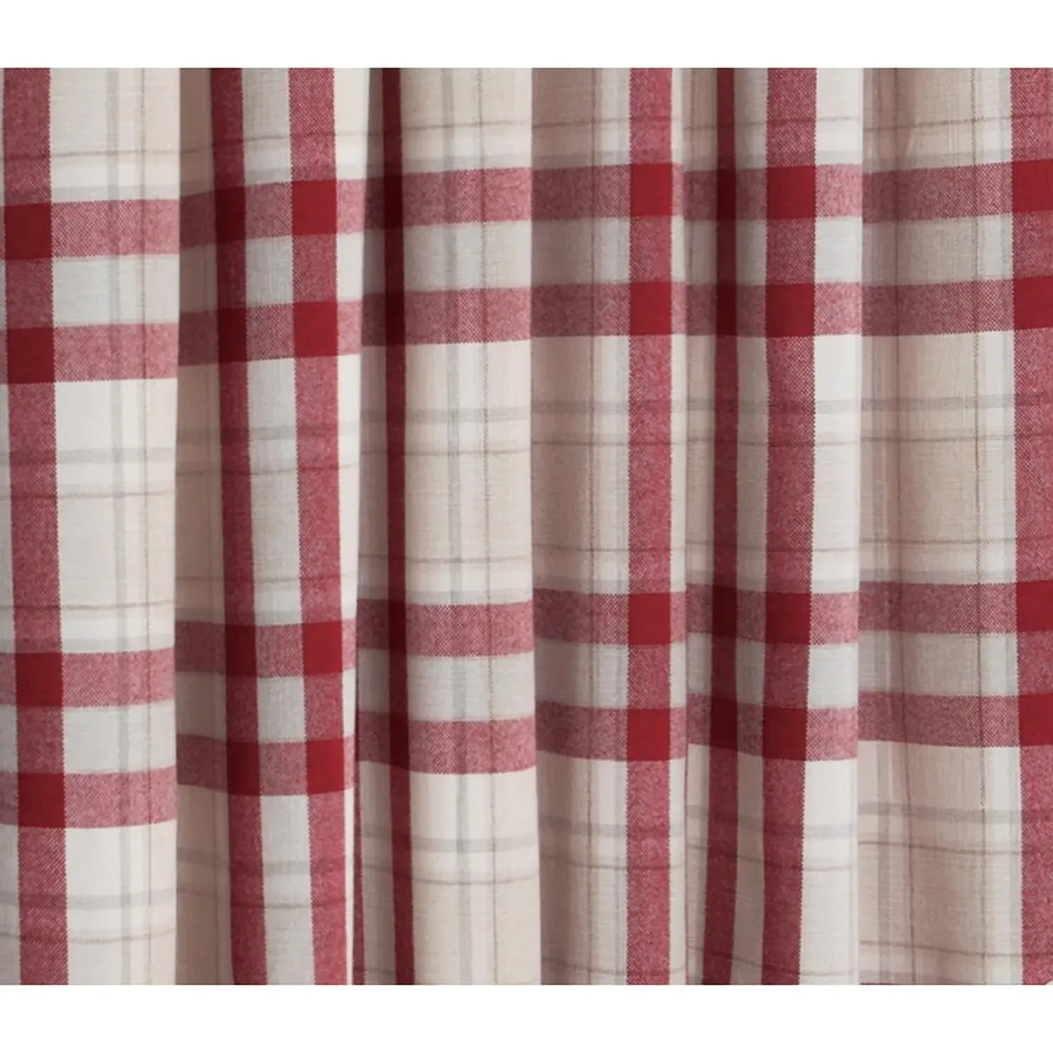 Highbury Check Curtains - Crimson, Cotton