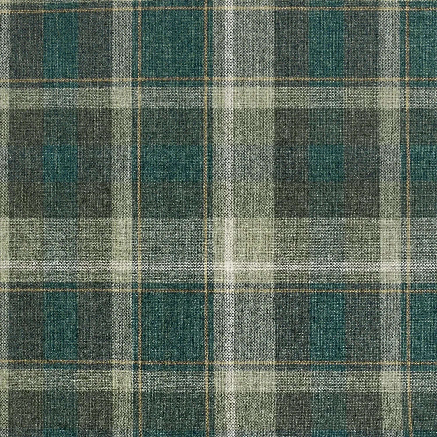 Highbury Check Curtains - Dark Green, Cotton