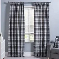 Highbury Check Curtains - Grey