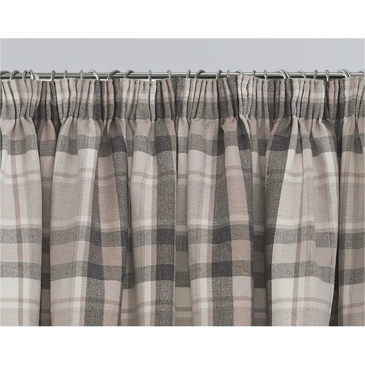 Highbury Check Curtains - Natural
