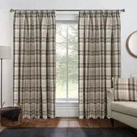 Highbury Check Curtains - Natural, Cotton