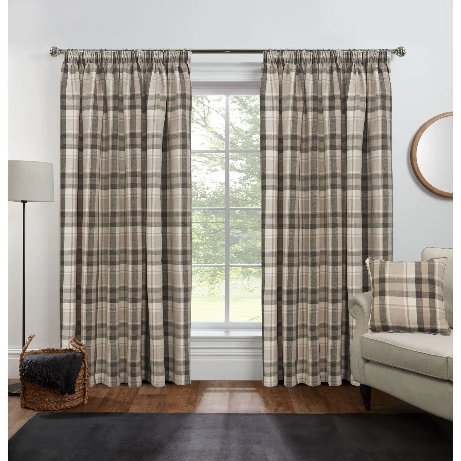 Highbury Check Curtains - Natural image