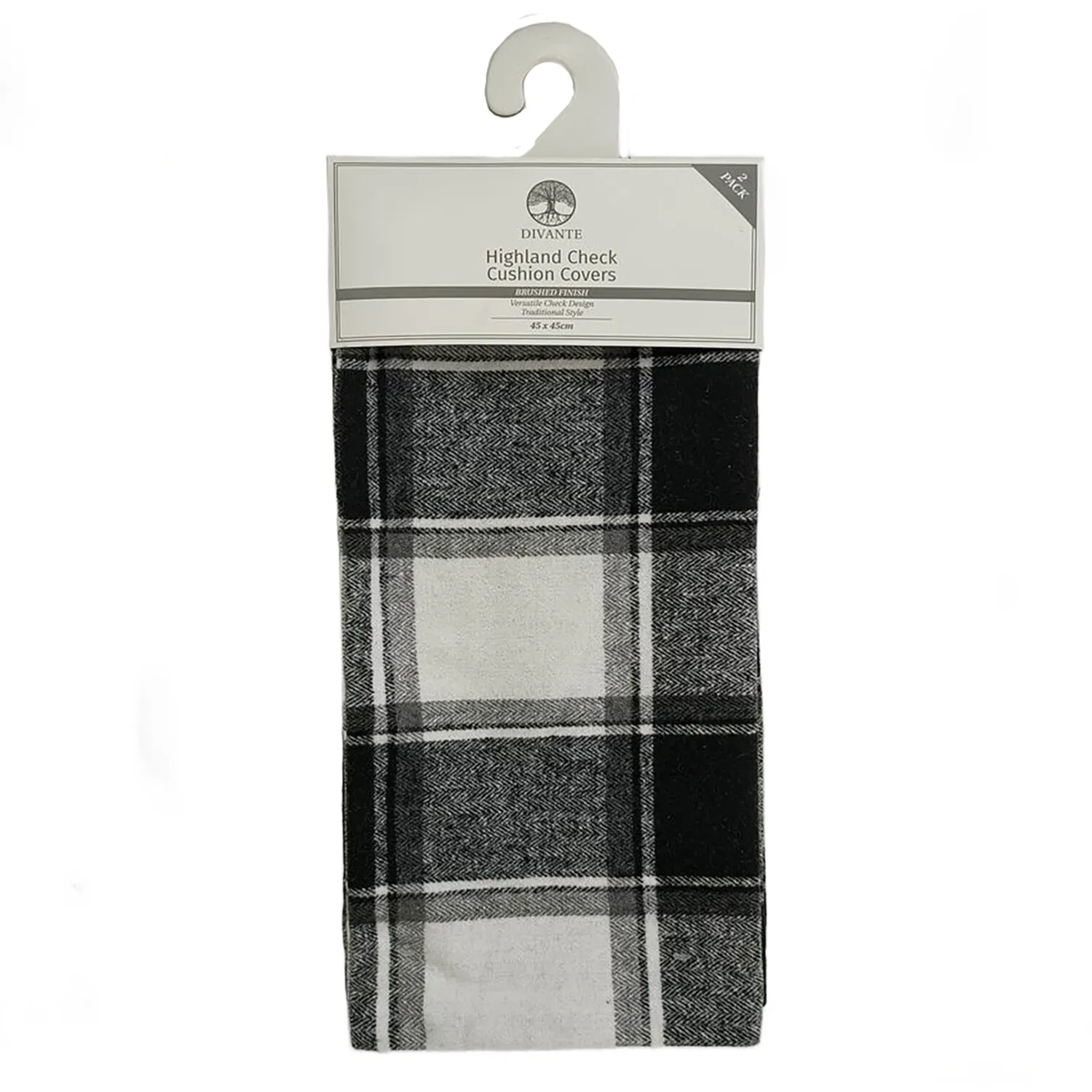 Highland Check Cushion Covers Pack of 2 - Black