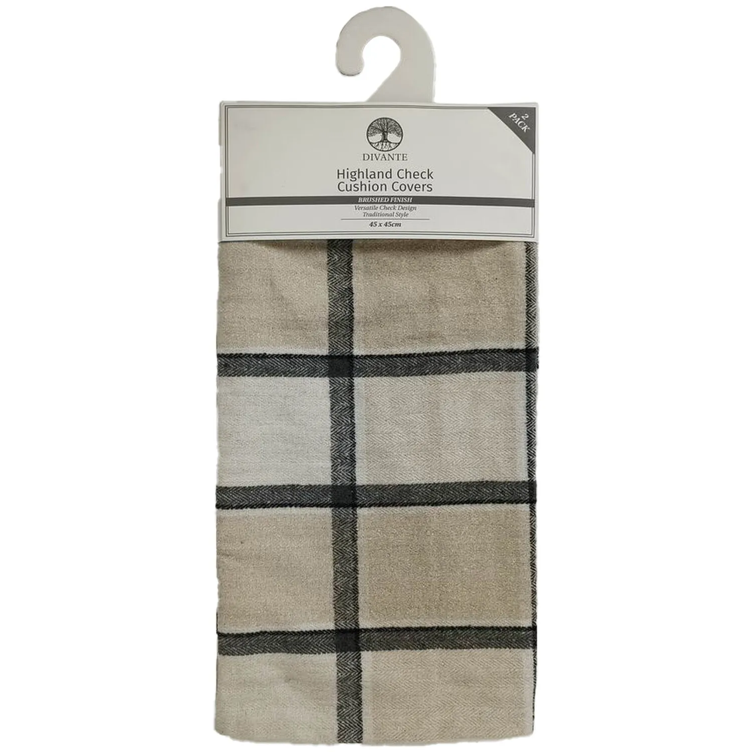 Highland Check Cushion Covers Pack of 2 - Natural
