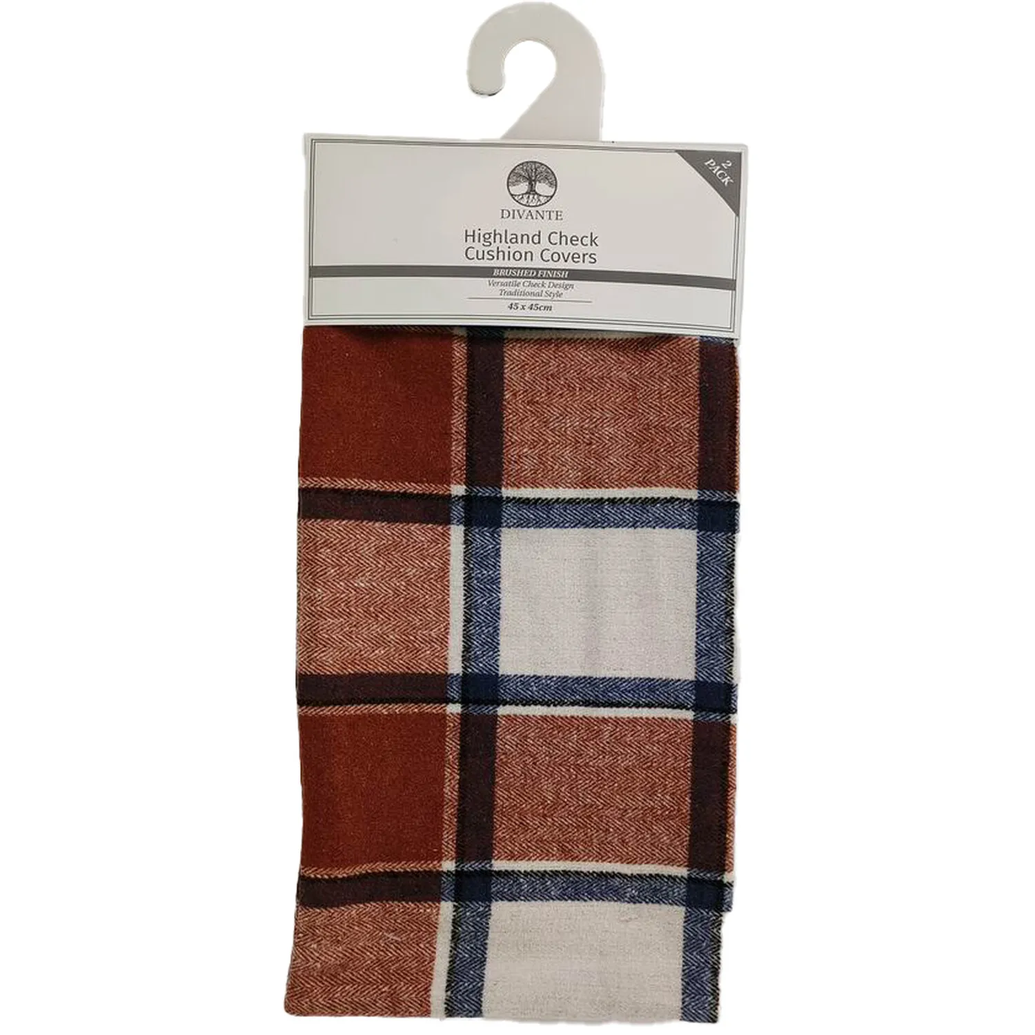 Highland Check Cushion Covers Pack of 2 - Red