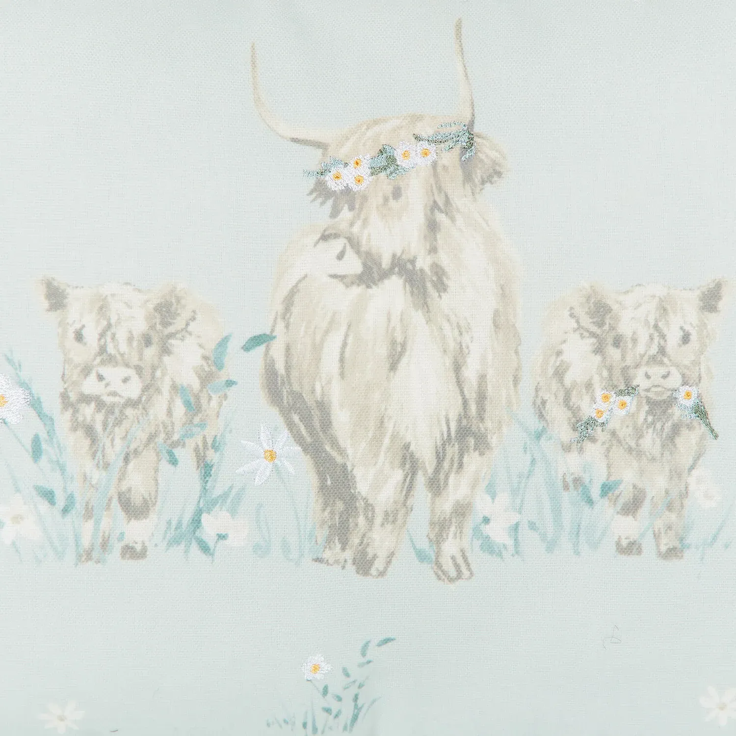 Highland Cows Cushion - Blue