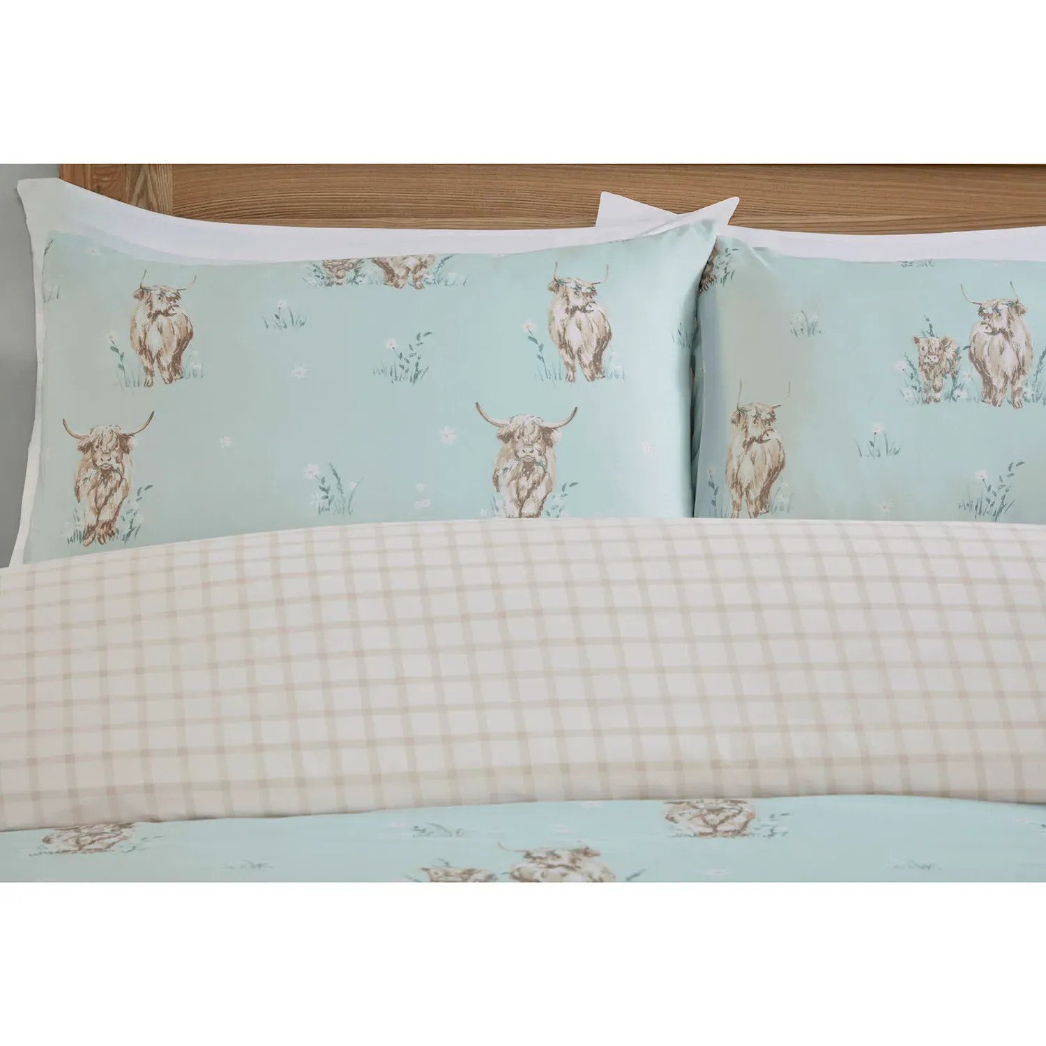 Highland Cows Double Duvet Set - Blue