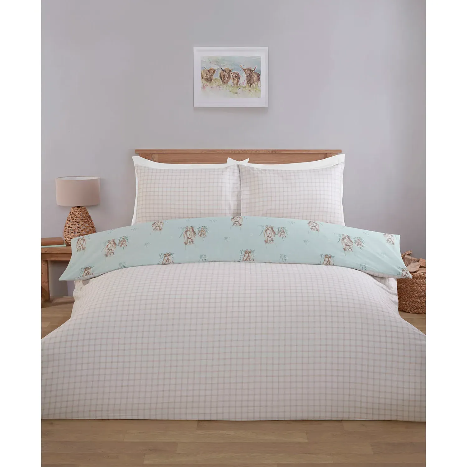 Highland Cows King Size Duvet Set - Blue