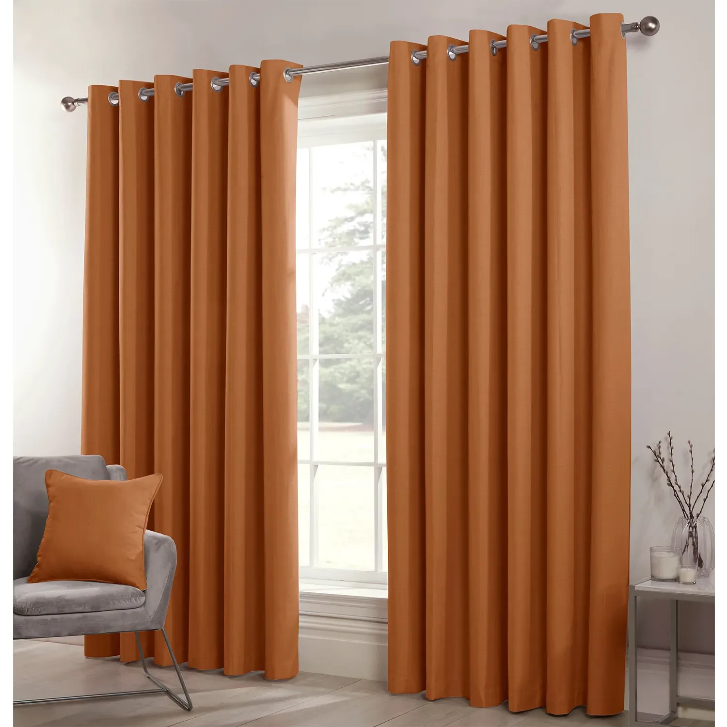Hoxton Blackout Eyelet Curtain - Orange
