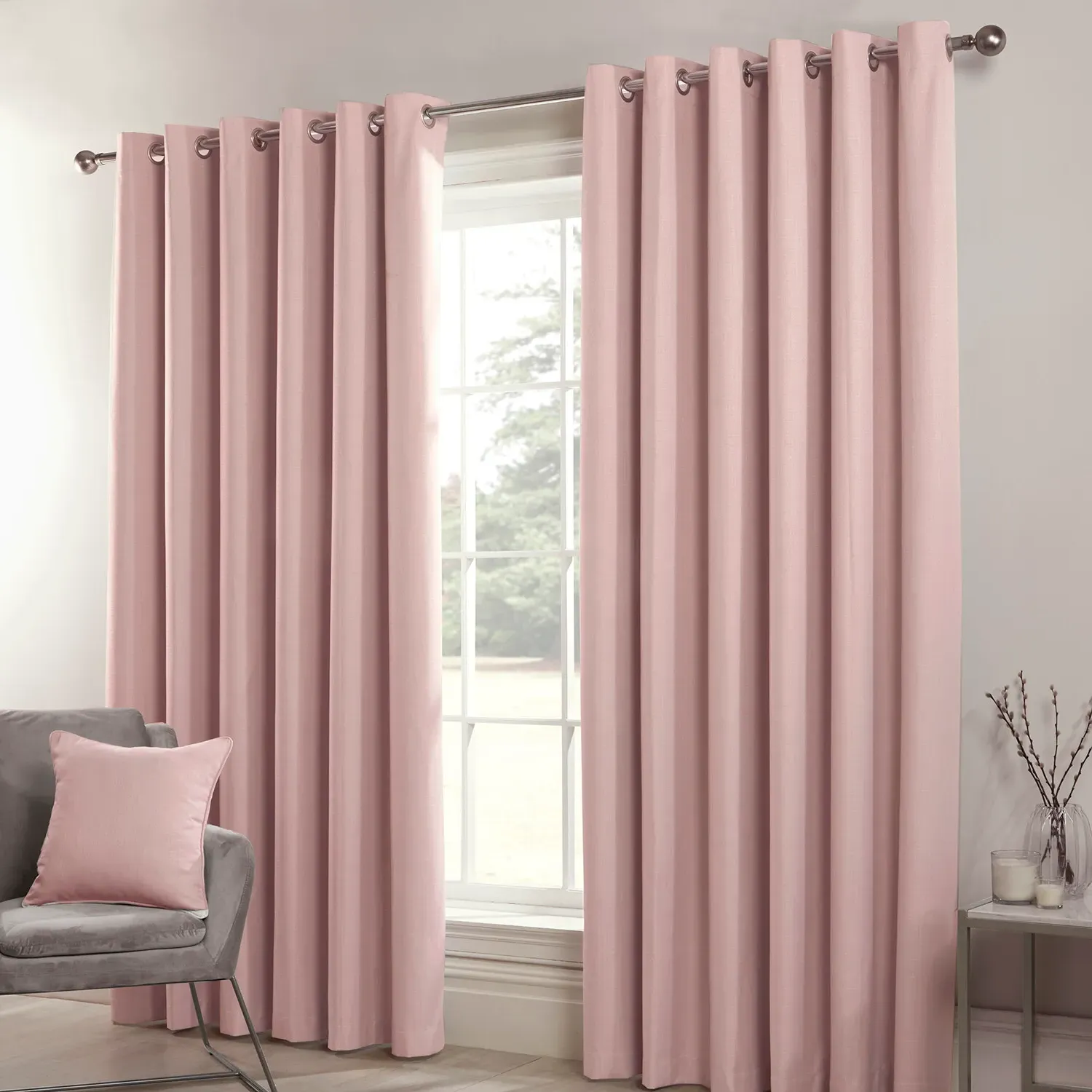 Hoxton Blackout Eyelet Curtains - Blush