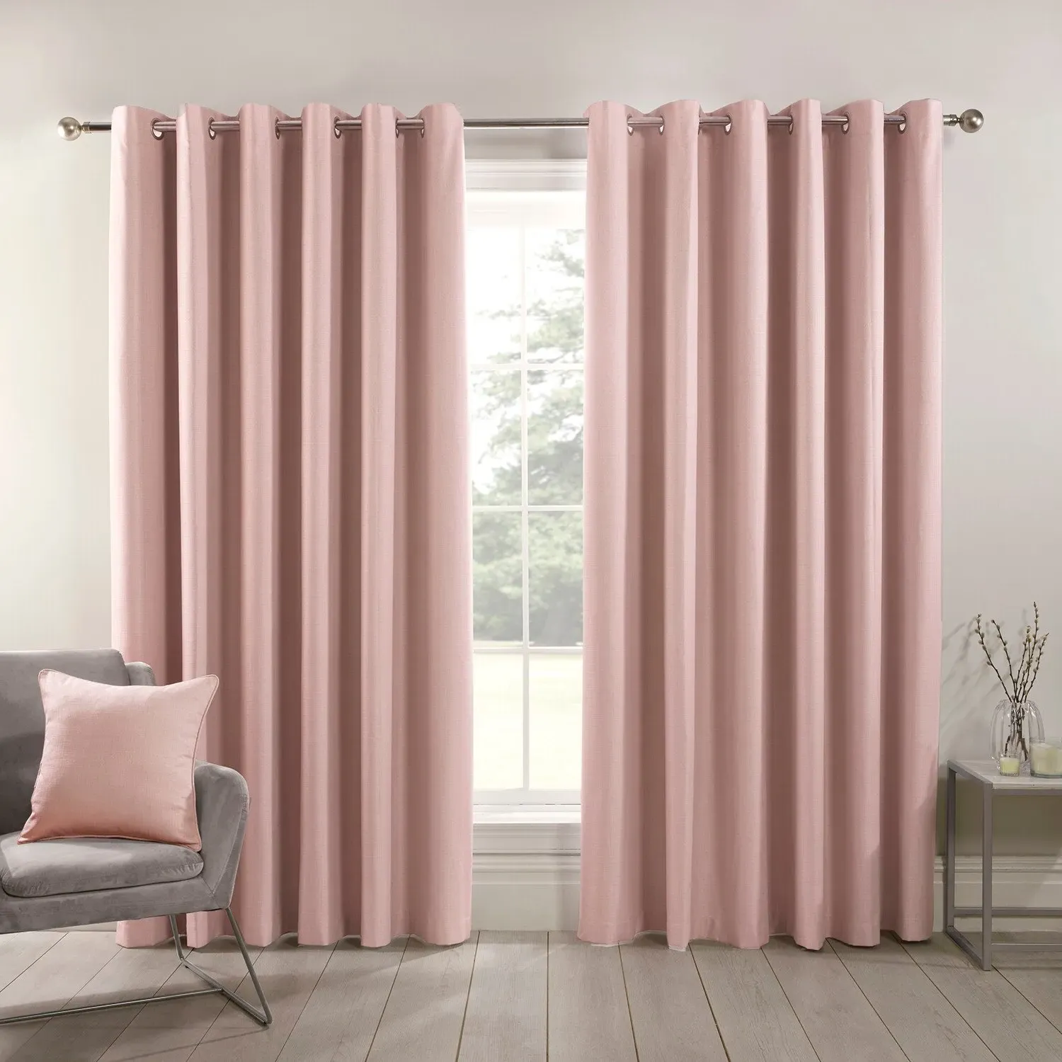 Hoxton Blackout Eyelet Curtains - Blush
