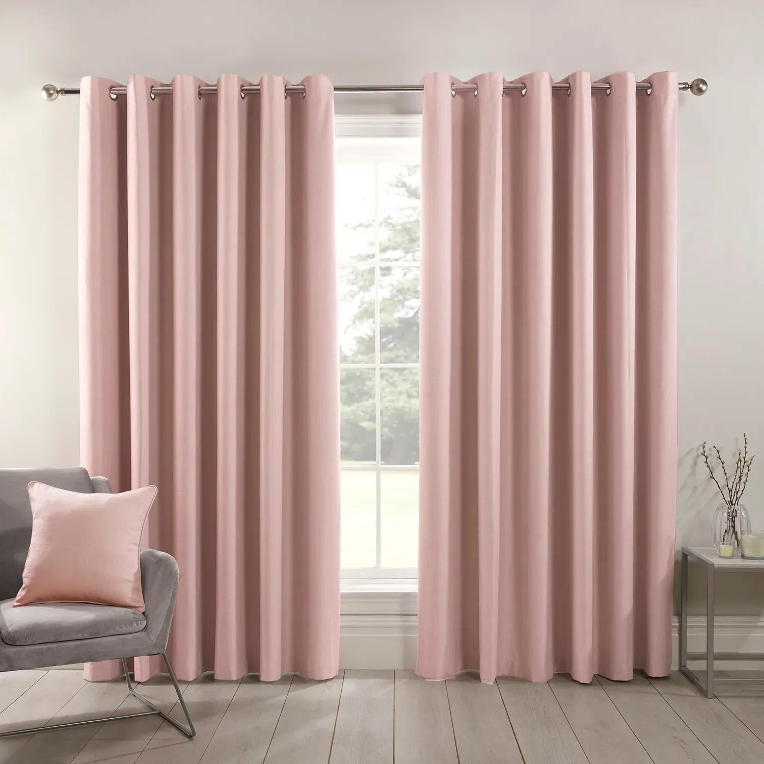 Hoxton Blackout Eyelet Curtains - Blush