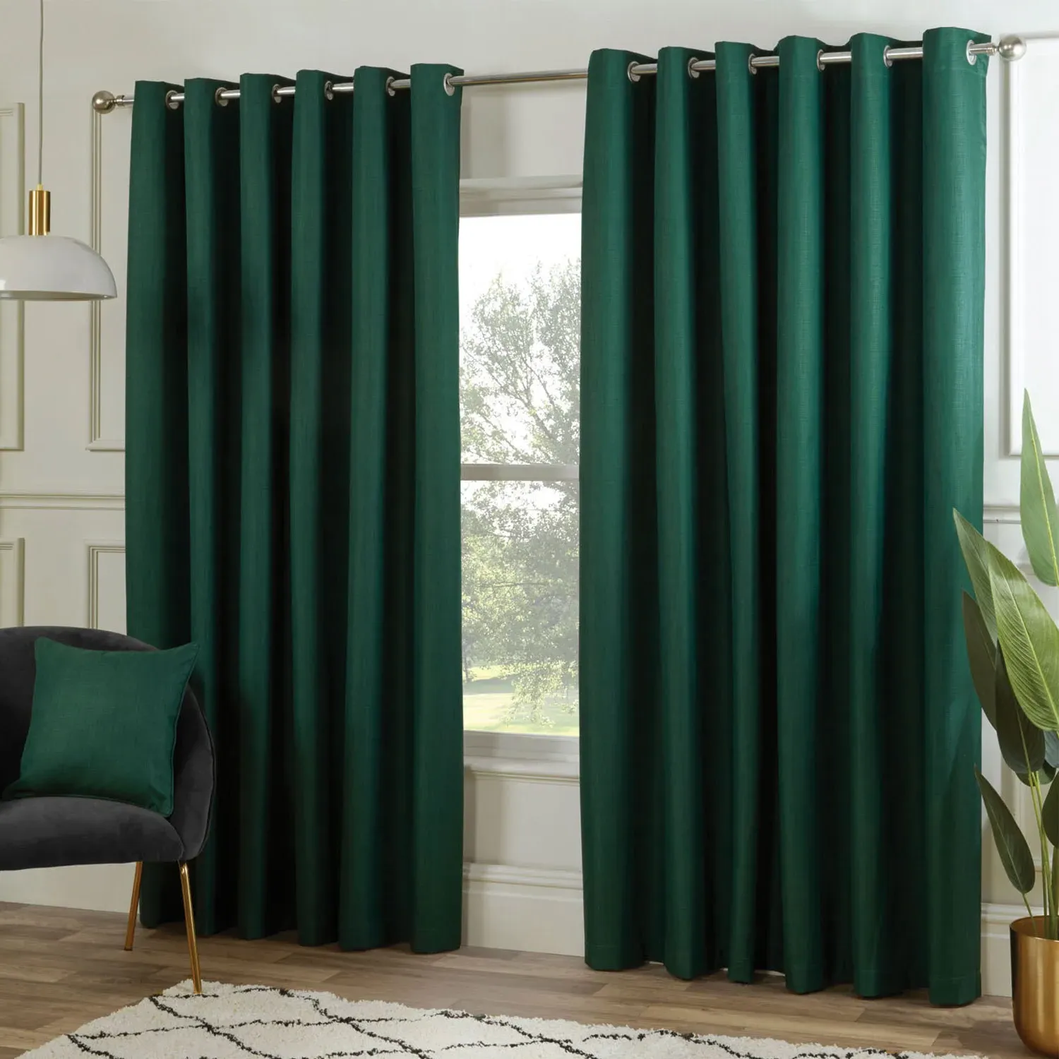 Hoxton Blackout Eyelet Curtains - Dark Green