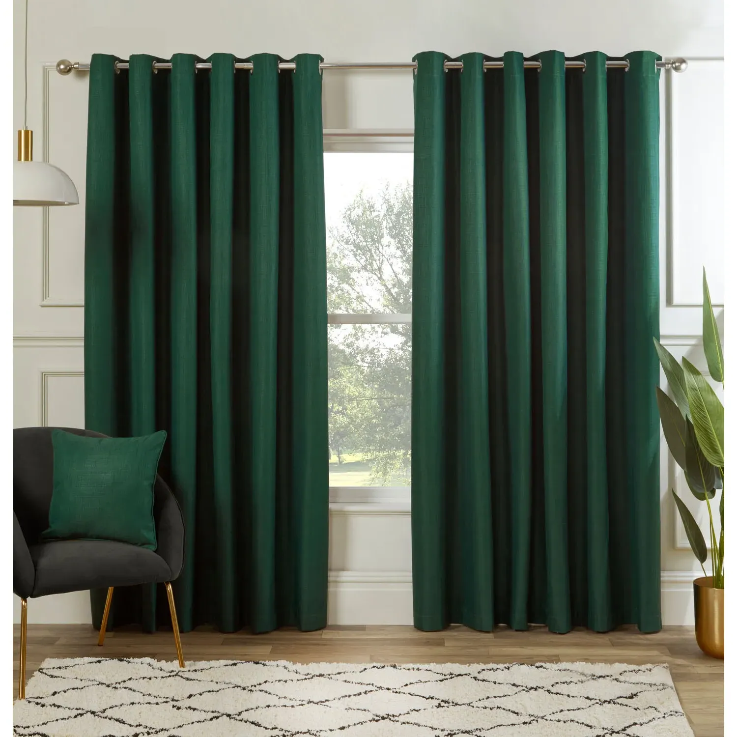 Hoxton Blackout Eyelet Curtains - Dark Green
