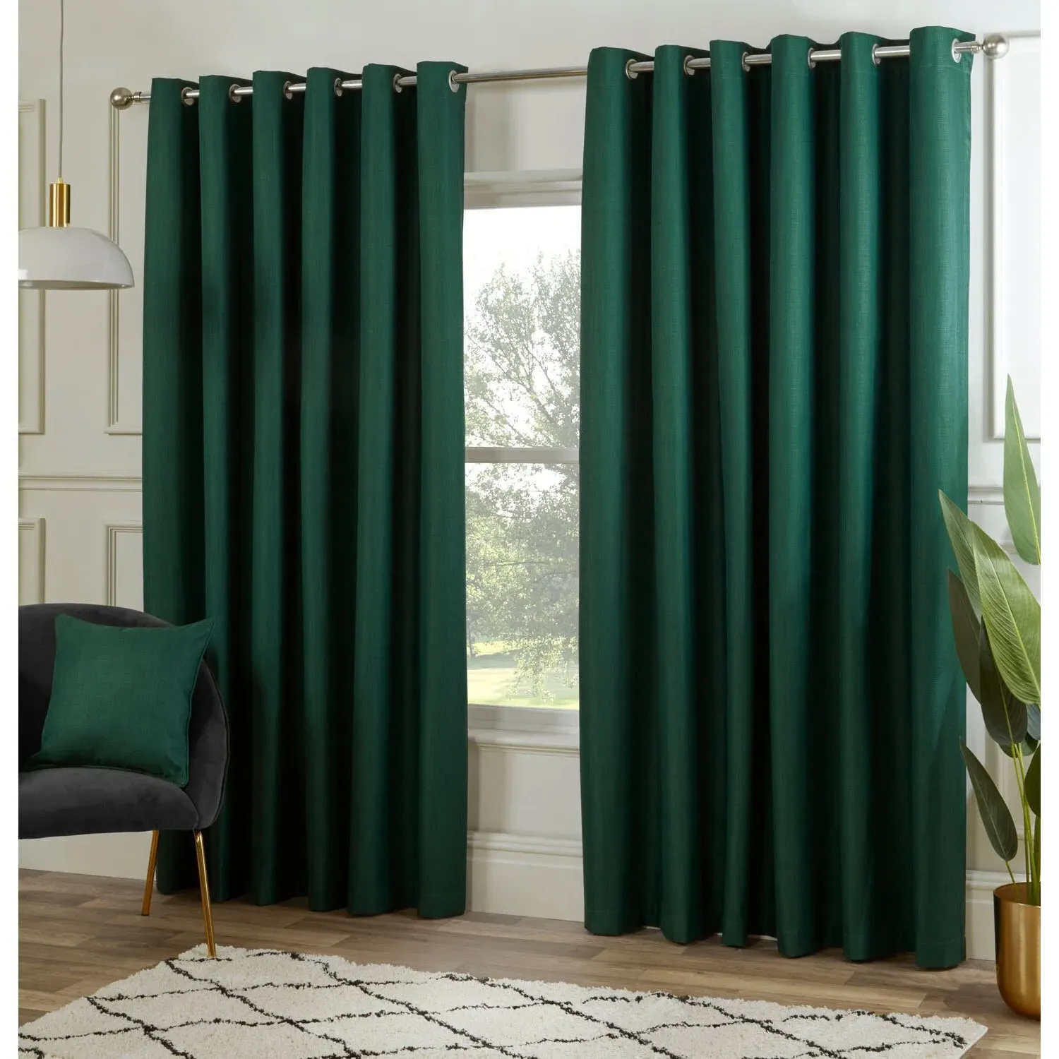 Hoxton Blackout Eyelet Curtains - Dark Green