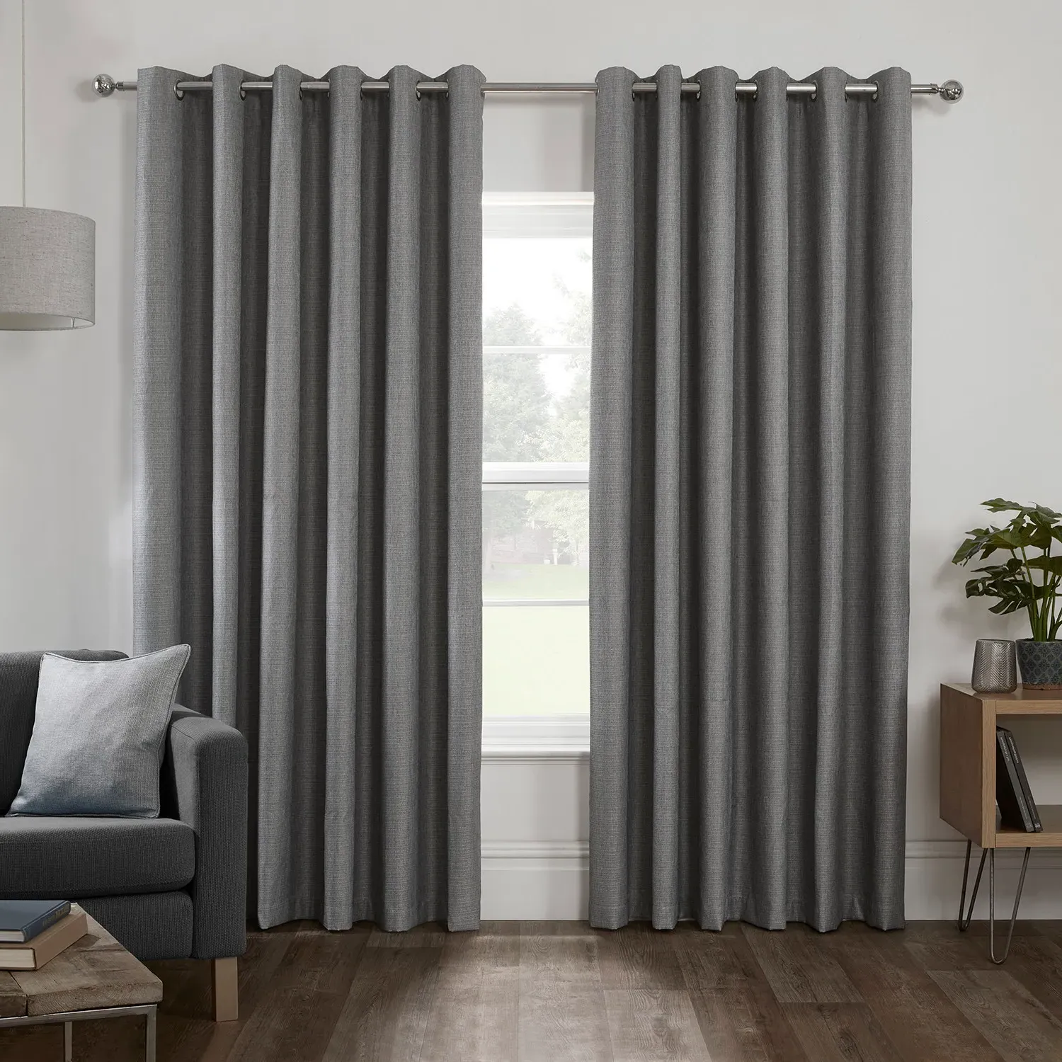 Hoxton Blackout Eyelet Curtains - Grey