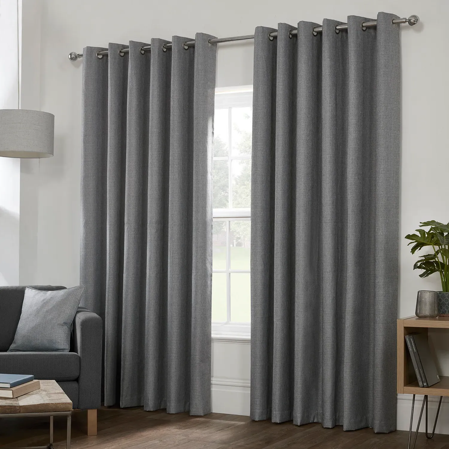 Hoxton Blackout Eyelet Curtains - Grey
