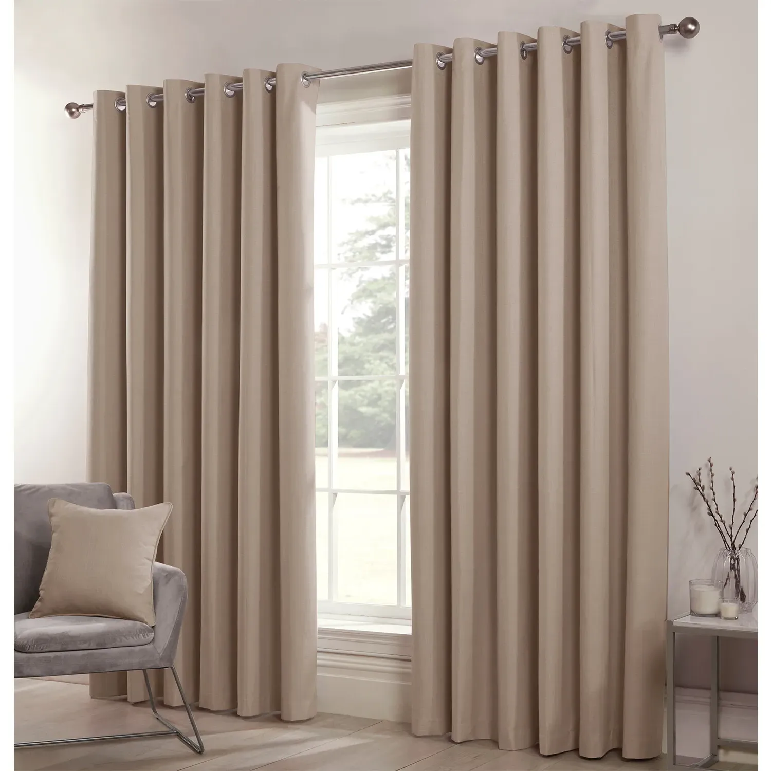 Hoxton Blackout Eyelet Curtains - Natural