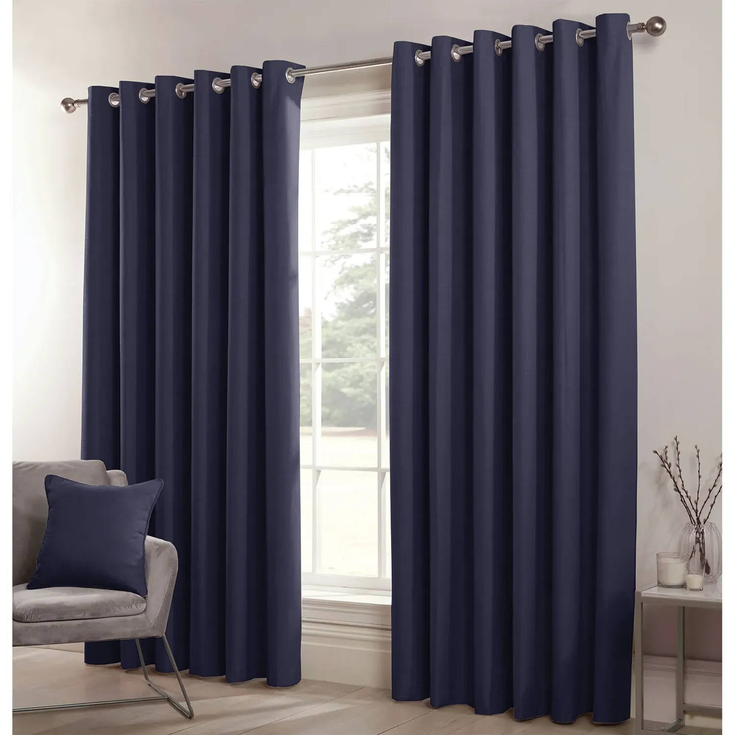 Hoxton Blackout Eyelet Curtains - Navy