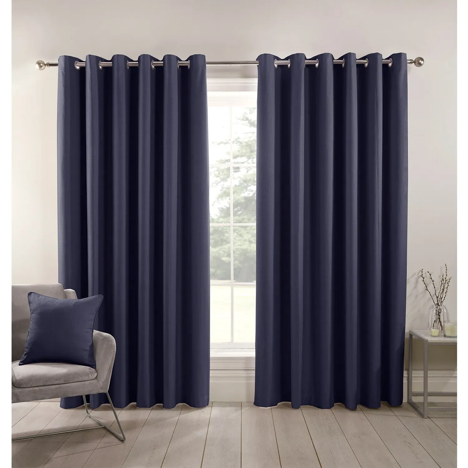 Hoxton Blackout Eyelet Curtains - Navy