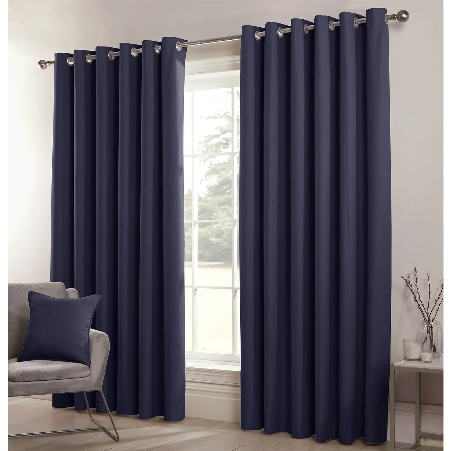 Hoxton Blackout Eyelet Curtains - Navy