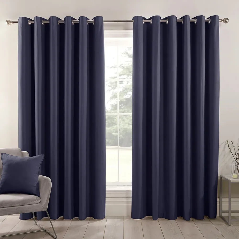 Hoxton Blackout Eyelet Curtains - Navy