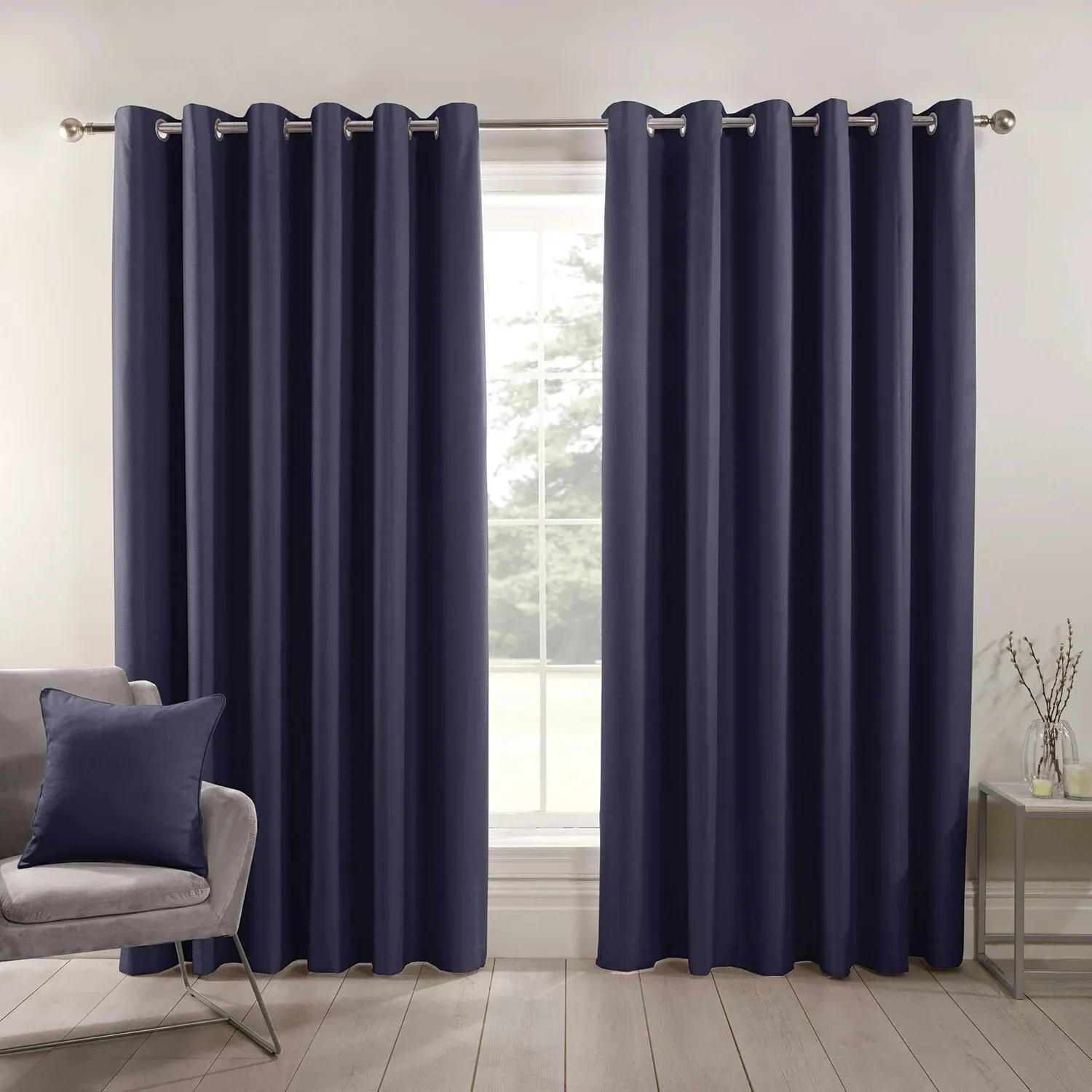 Hoxton Blackout Eyelet Curtains - Navy
