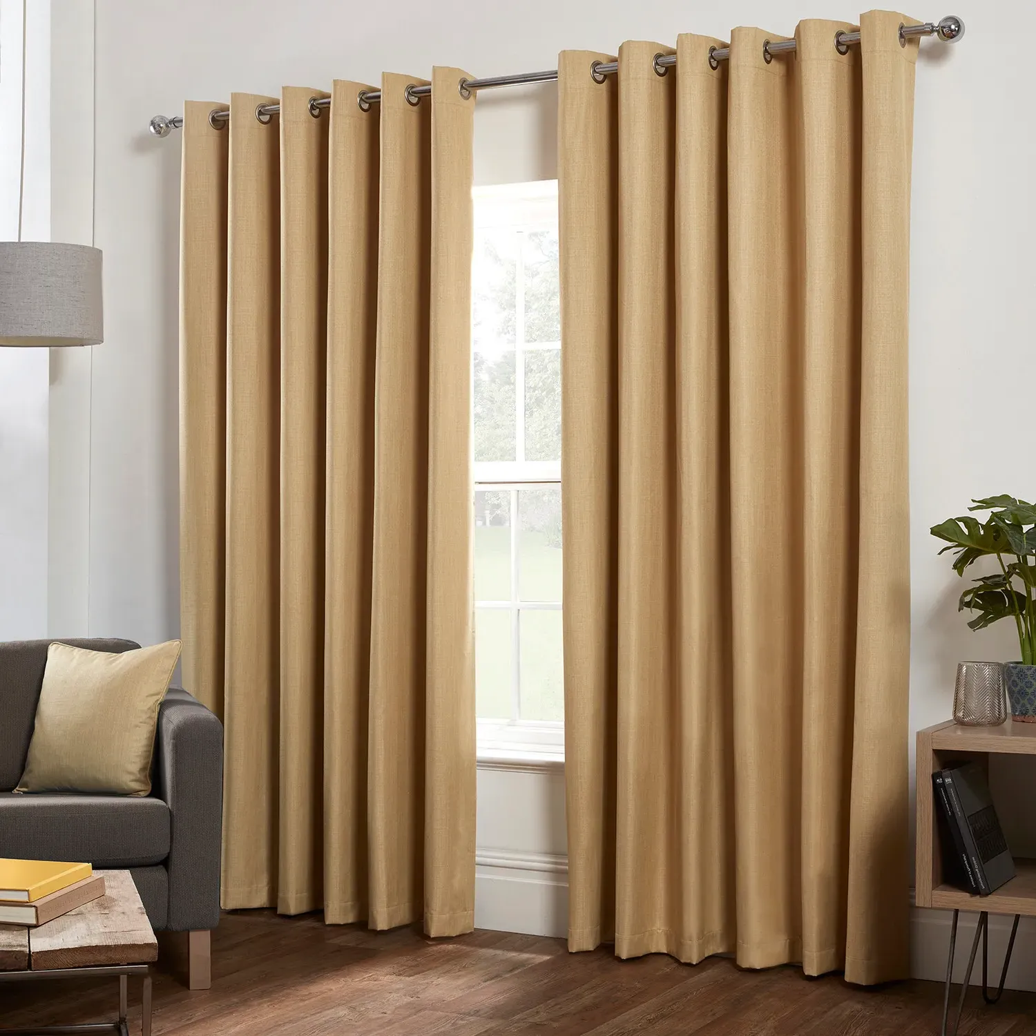 Hoxton Blackout Eyelet Curtains - Ochre